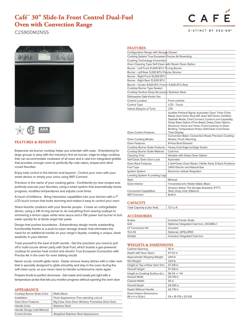 Page n°1 - Fiche technique GE C2S900M2NS5