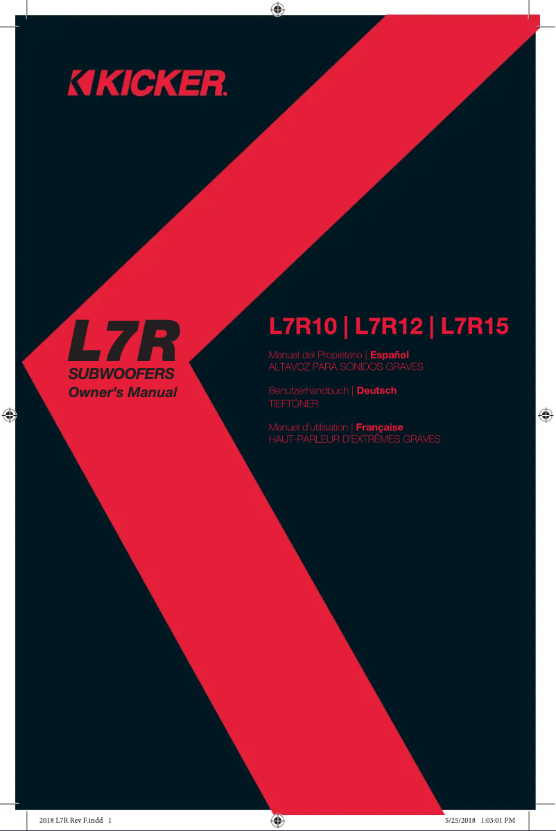 Página 1 del manual Manual de usuario Kicker L7R152
