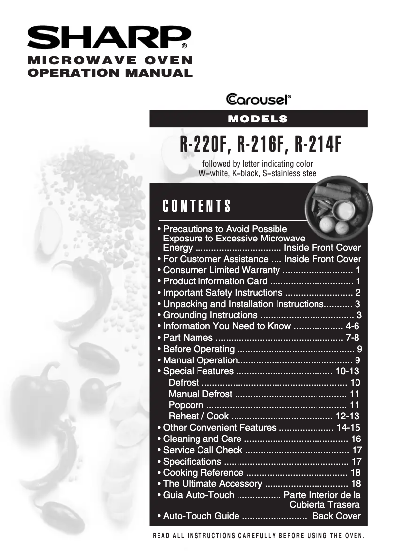 Page 1 of the manual User Manual Sharp R-214F