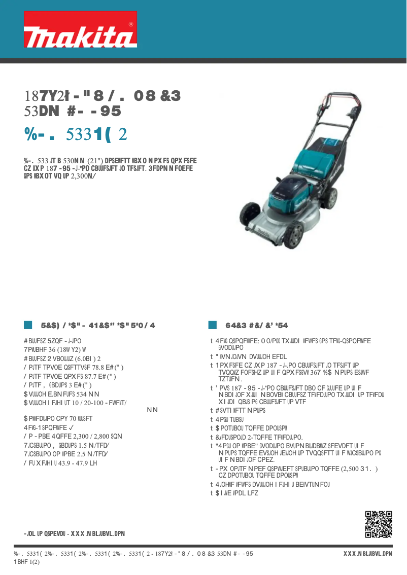 Page 1 de la notice Fiche technique Makita DLM533PG2