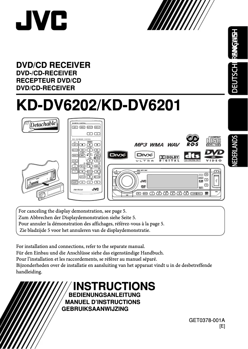 Page 1 de la notice Manuel utilisateur JVC KD-DV6202
