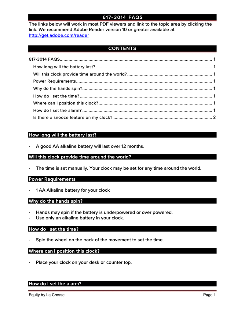 Página 1 del manual Preguntas frecuentes La Crosse Technology 617-3014