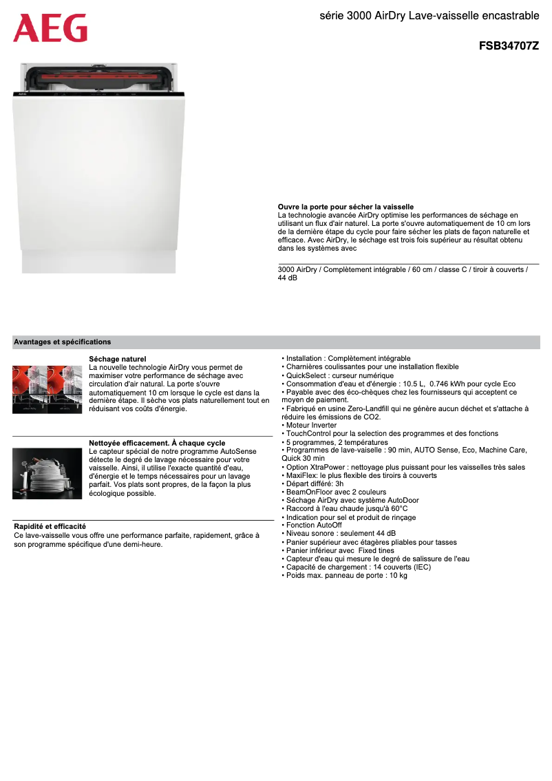 Page n°1 - Fiche technique AEG FSB34707Z
