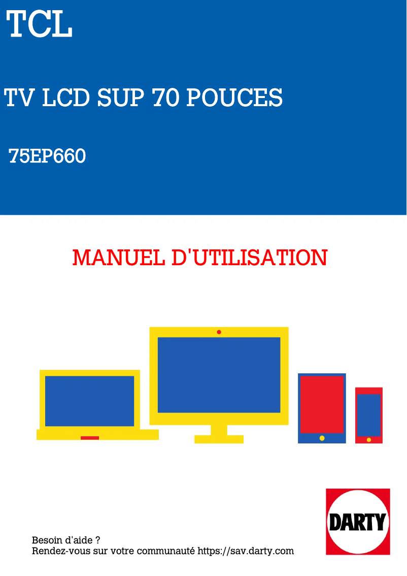 Page 1 de la notice Manuel utilisateur TCL 75EP660