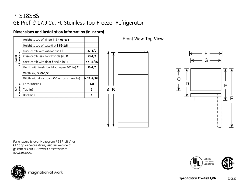 Imagen de la primera página del manual del dispositivo Profile PTS18SBSSS