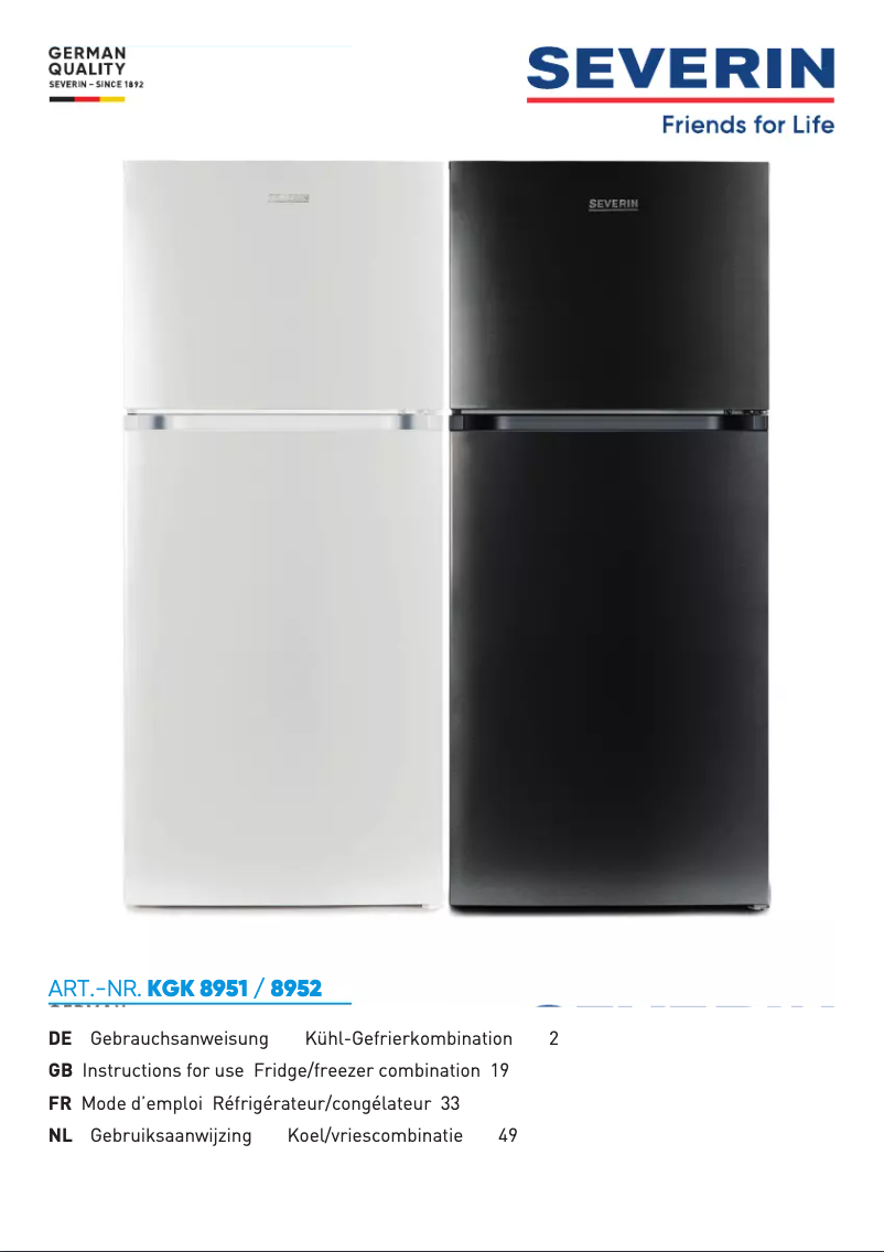 Page n°1 - Manuel utilisateur Severin KGK 8951