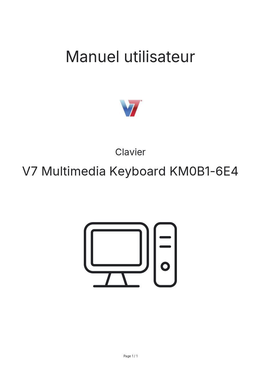 Page n°1 - Manuel utilisateur V7 Multimedia Keyboard KM0B1-6E4
