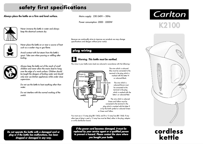 Page 1 de la notice Manuel utilisateur Carlton K2100