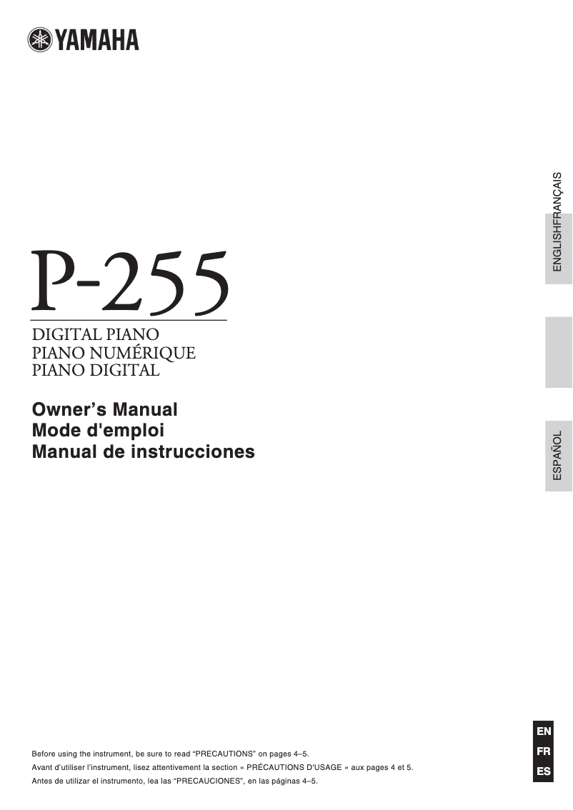 Page 1 de la notice Manuel utilisateur Yamaha P-255