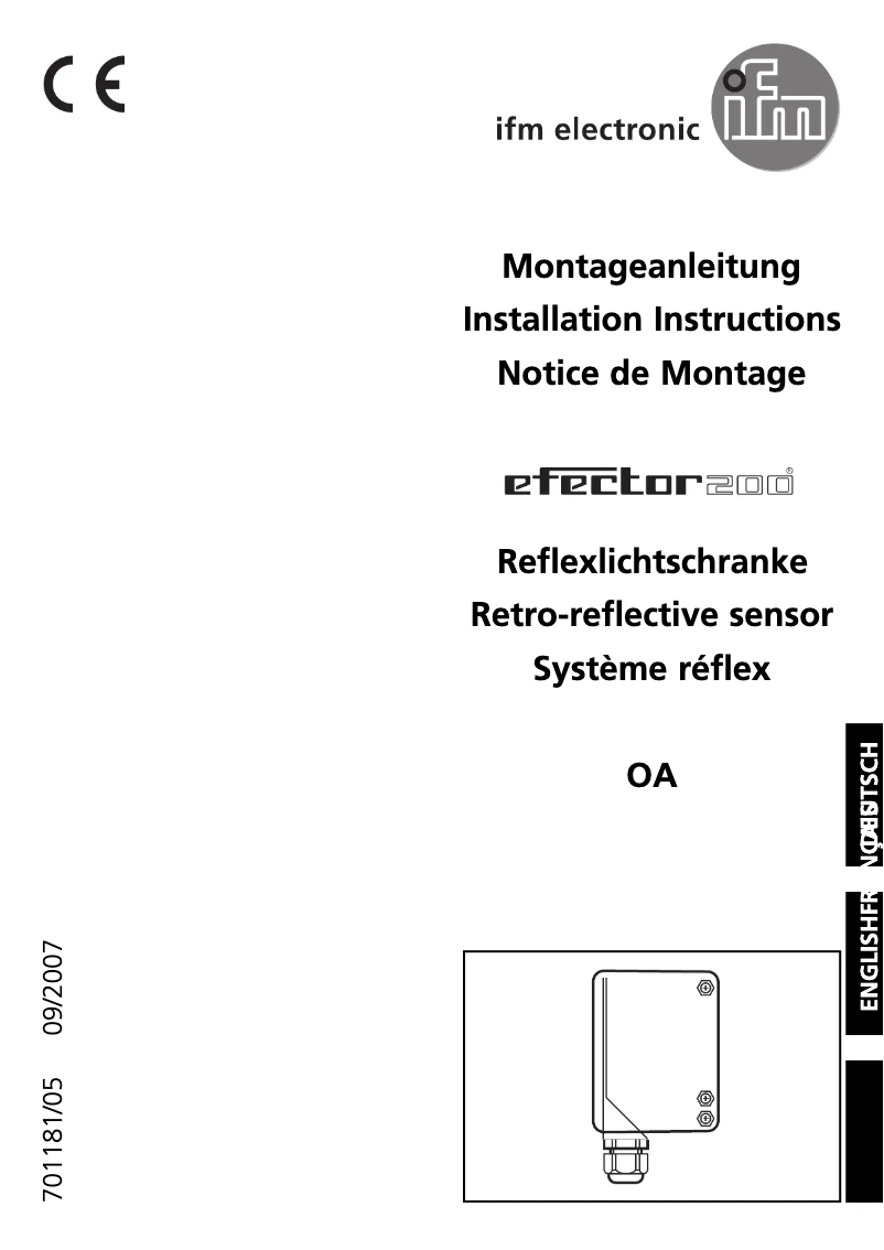 Page n°1 - Manuel utilisateur IFM OA0116