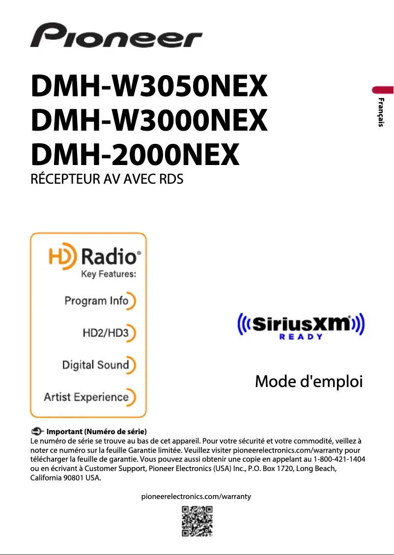 Page 1 de la notice Manuel utilisateur Pioneer DMH-W3050NEX