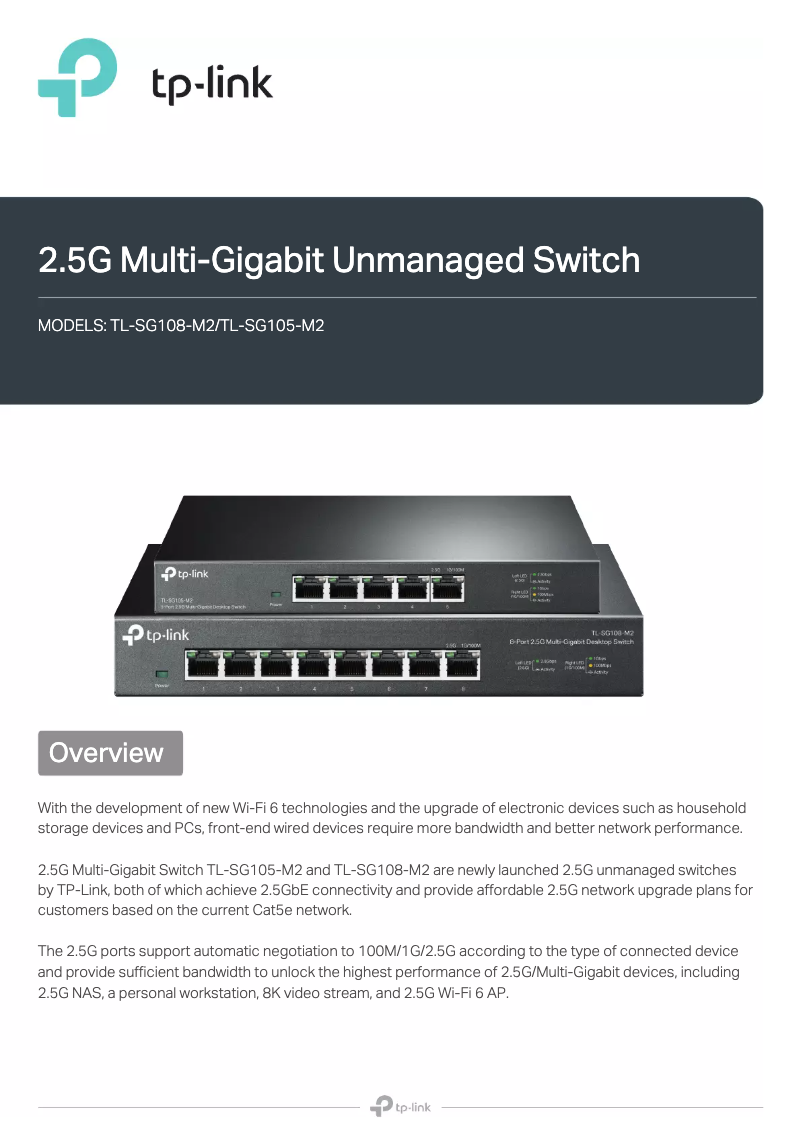 Página 1 del manual Ficha técnica TP-Link TL-SG108-M2