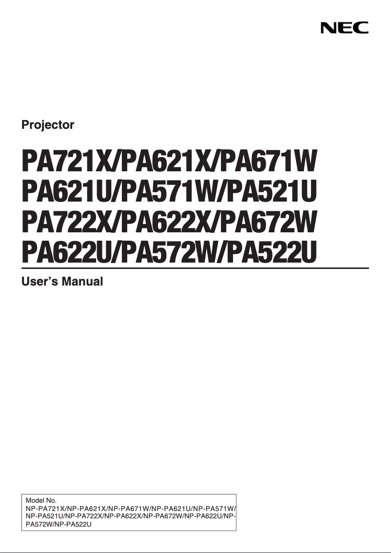 Image de la première page du manuel de l'appareil NP-PA621X