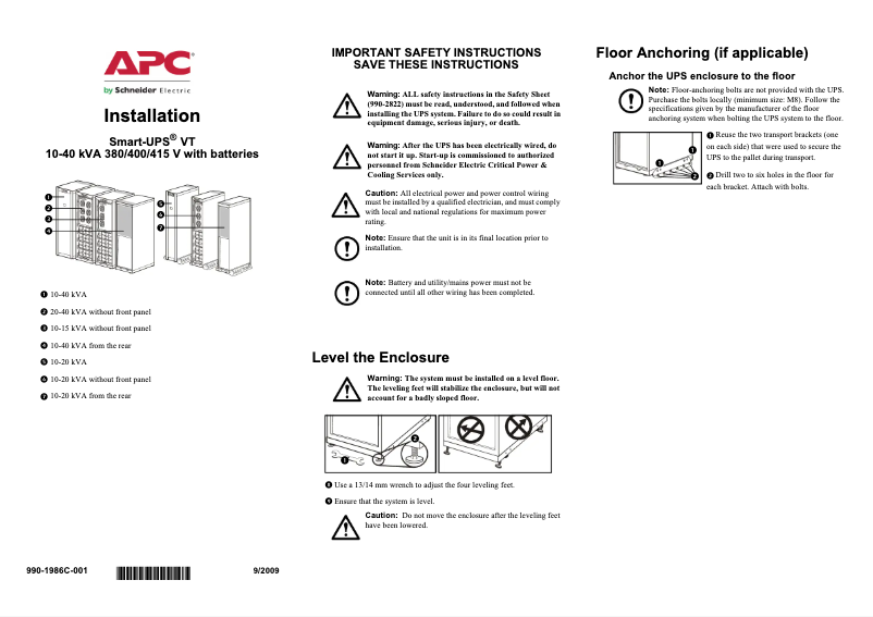 Image de la première page du manuel de l'appareil Smart-UPS VT 15kVA 400V w/2