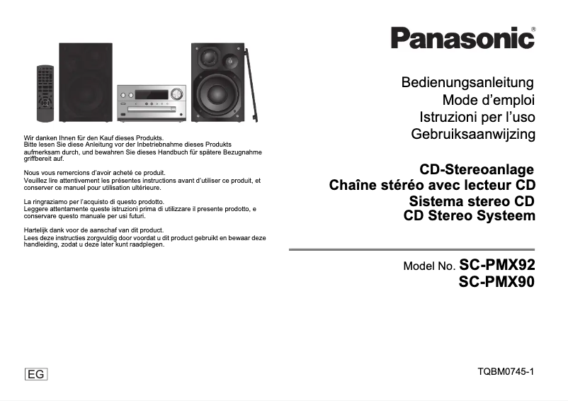 Page 1 de la notice Manuel utilisateur Panasonic SC-PMX90