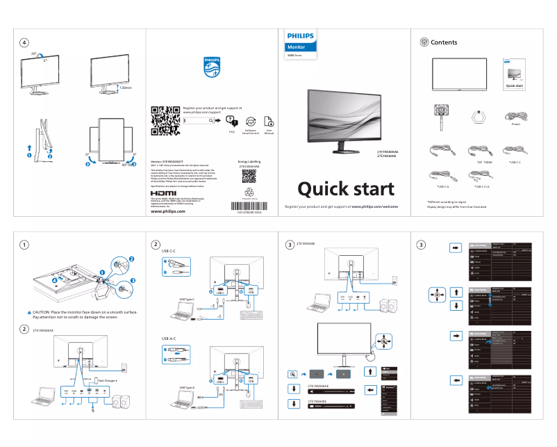Page 1 de la notice Guide de démarrage rapide Philips 27E1N5600AE