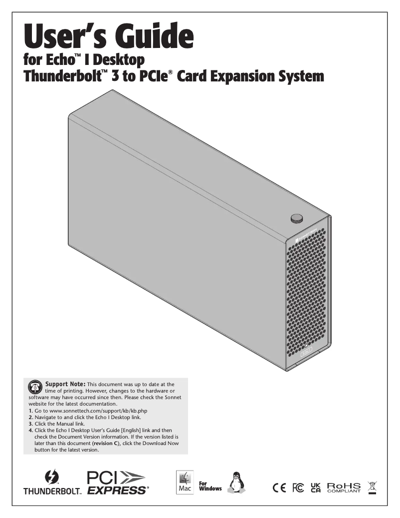 Página 1 del manual Manual de usuario Sonnet Echo I Desktop