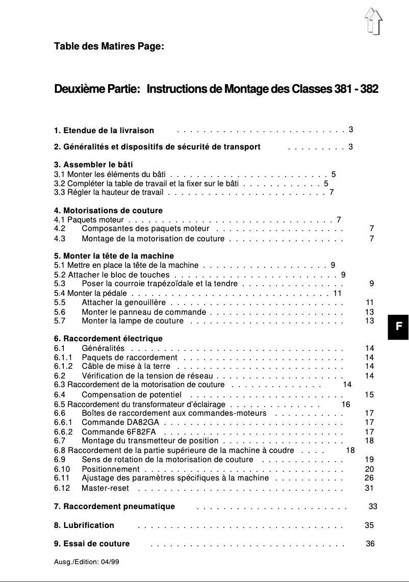 Página 1 del manual Guía de instalación Dürkopp Adler 382