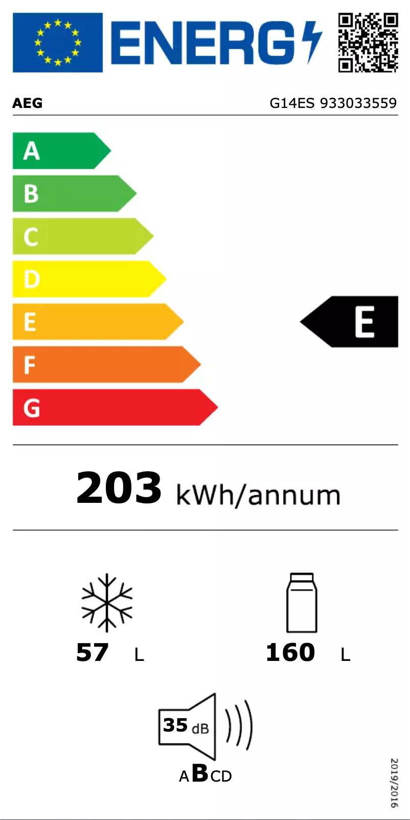 Page n°1 - Label énergétique AEG G14ES