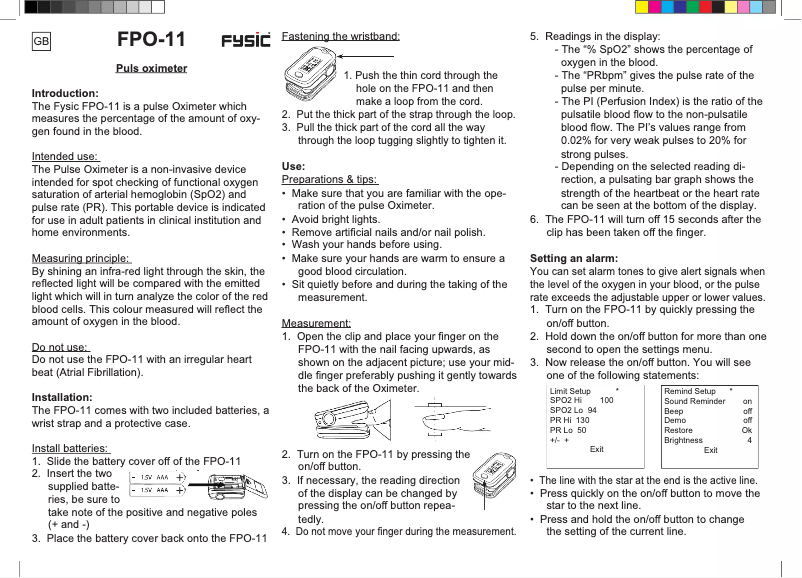 Page n°1 - Manuel utilisateur Alecto FPO-11