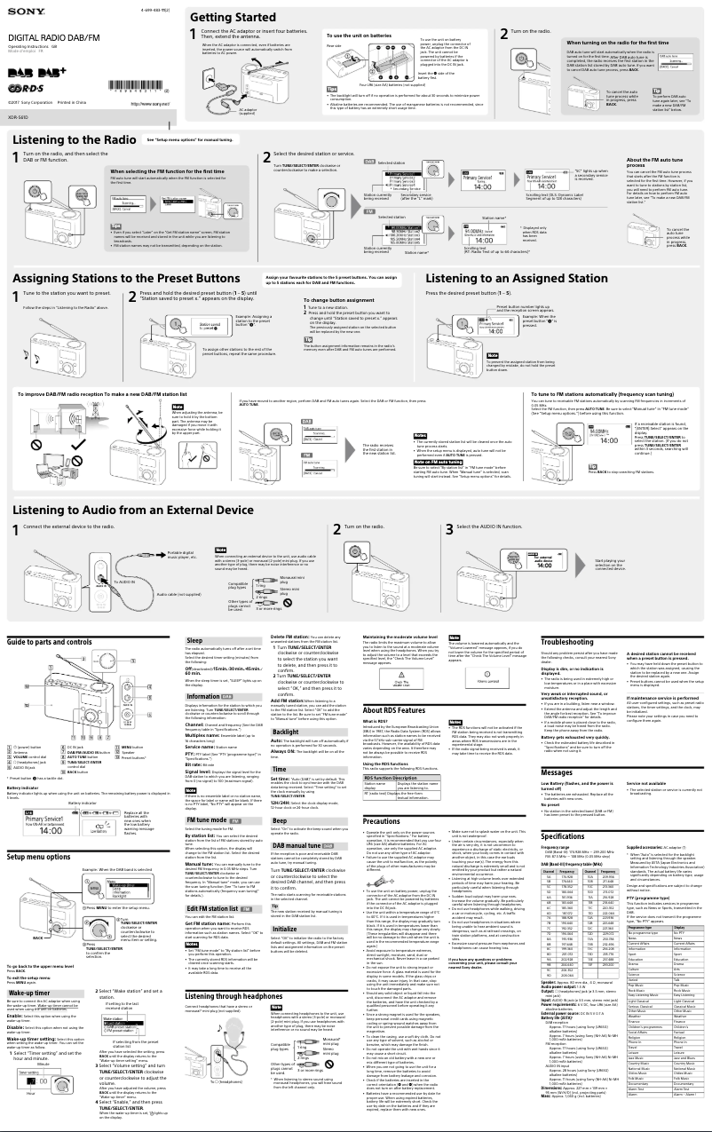 Página 1 del manual Manual de usuario Sony XDR-S61D