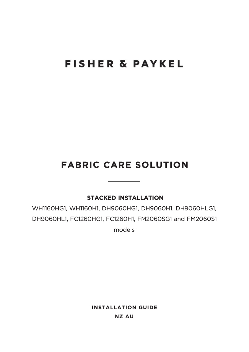 Page 1 de la notice Guide d'installation Fisher & Paykel DH9060H1