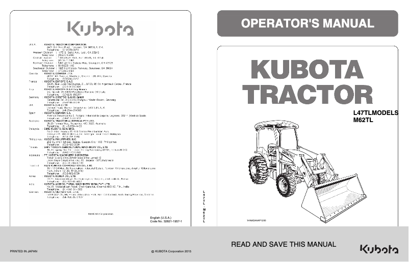 Page n°1 - Manuel utilisateur Kubota L47RC