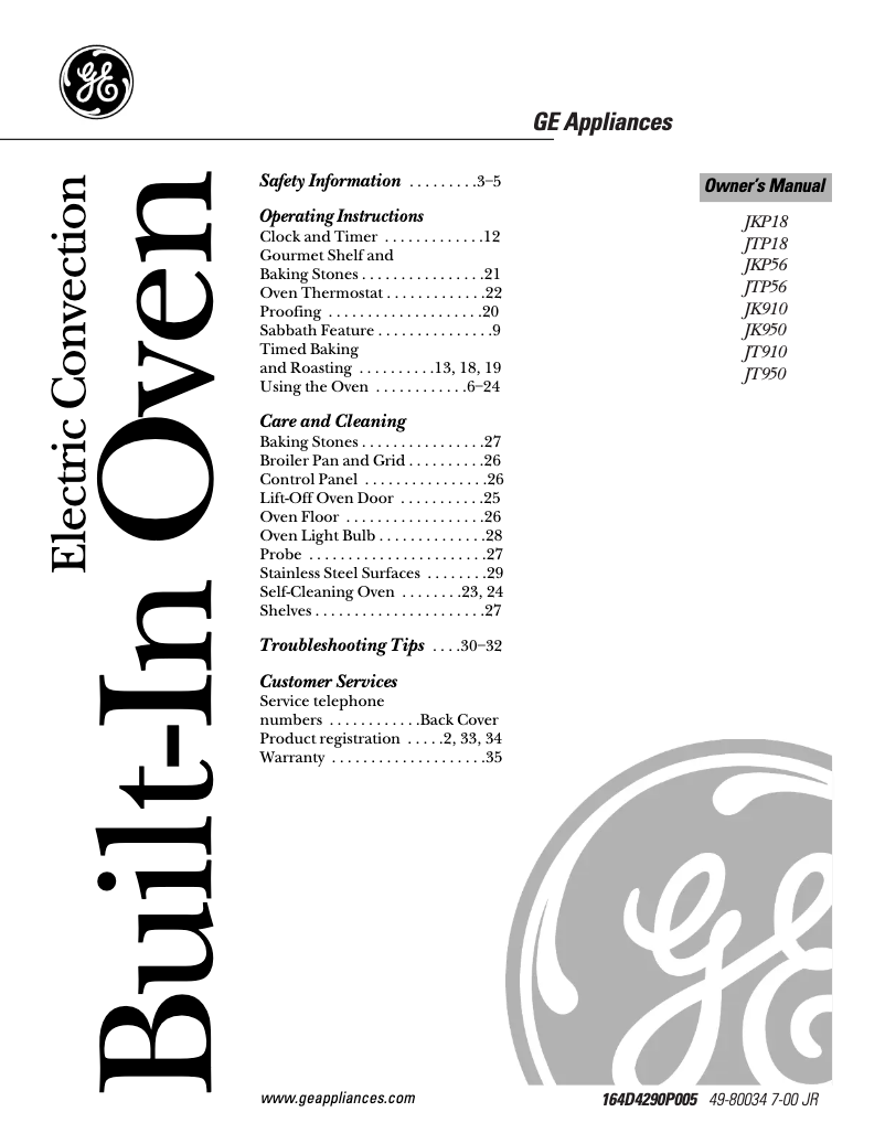 Image de la première page du manuel de l'appareil Profile Performance JT910SASS