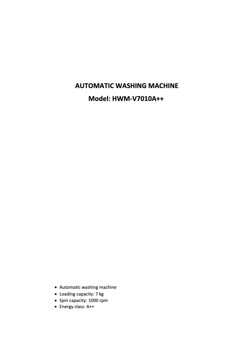Page 1 de la notice Manuel utilisateur Heinner HWM-V7010