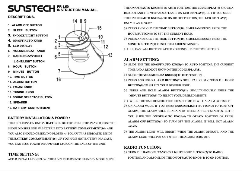 Página 1 del manual Manual de usuario Sunstech FRL50