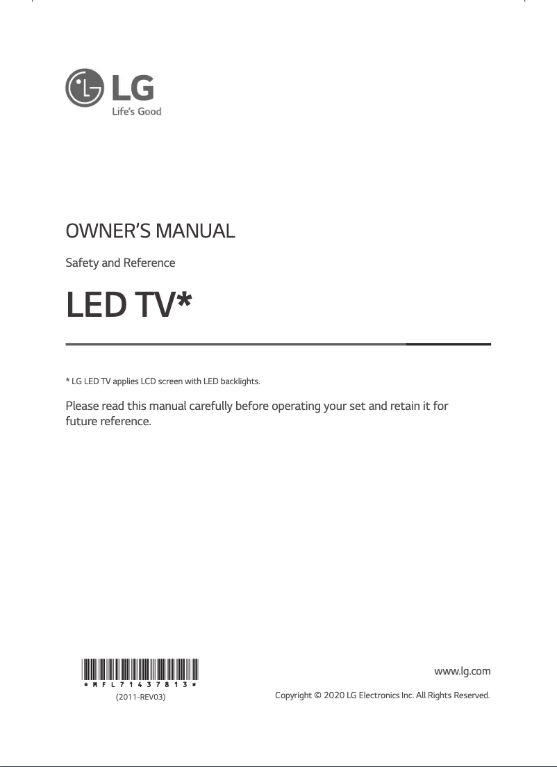 Page 1 de la notice Manuel utilisateur LG 43UN7340PVC