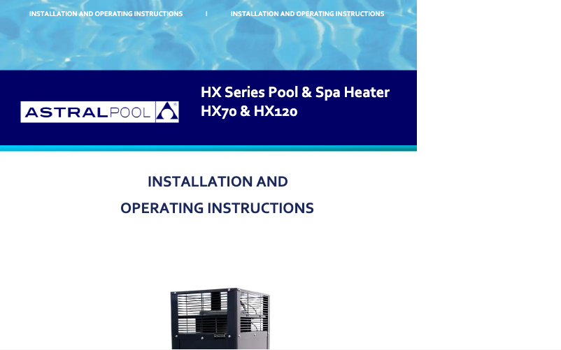 Page n°1 - Manuel utilisateur AstralPool HX 120