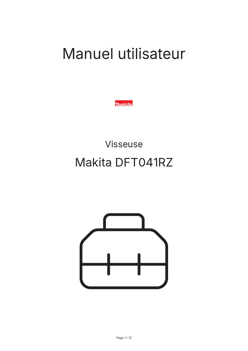 Page n°1 - Manuel utilisateur Makita DFT041RZ