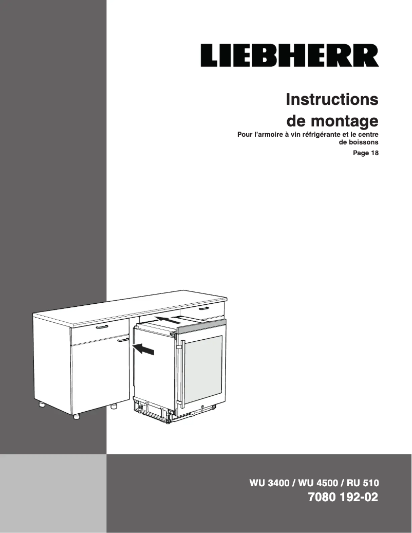 Page n°1 - Guide d'installation Liebherr UWTes 1672 Vinidor