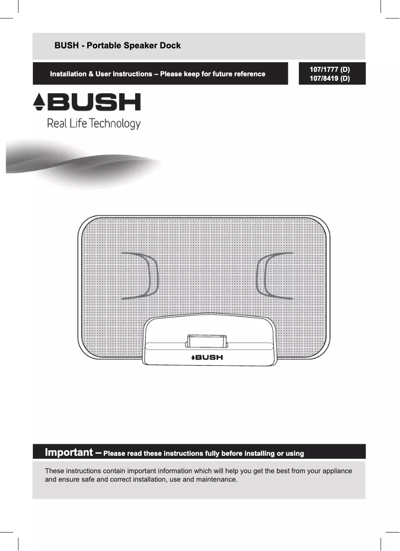 Page 1 de la notice Manuel utilisateur Bush 107/8419