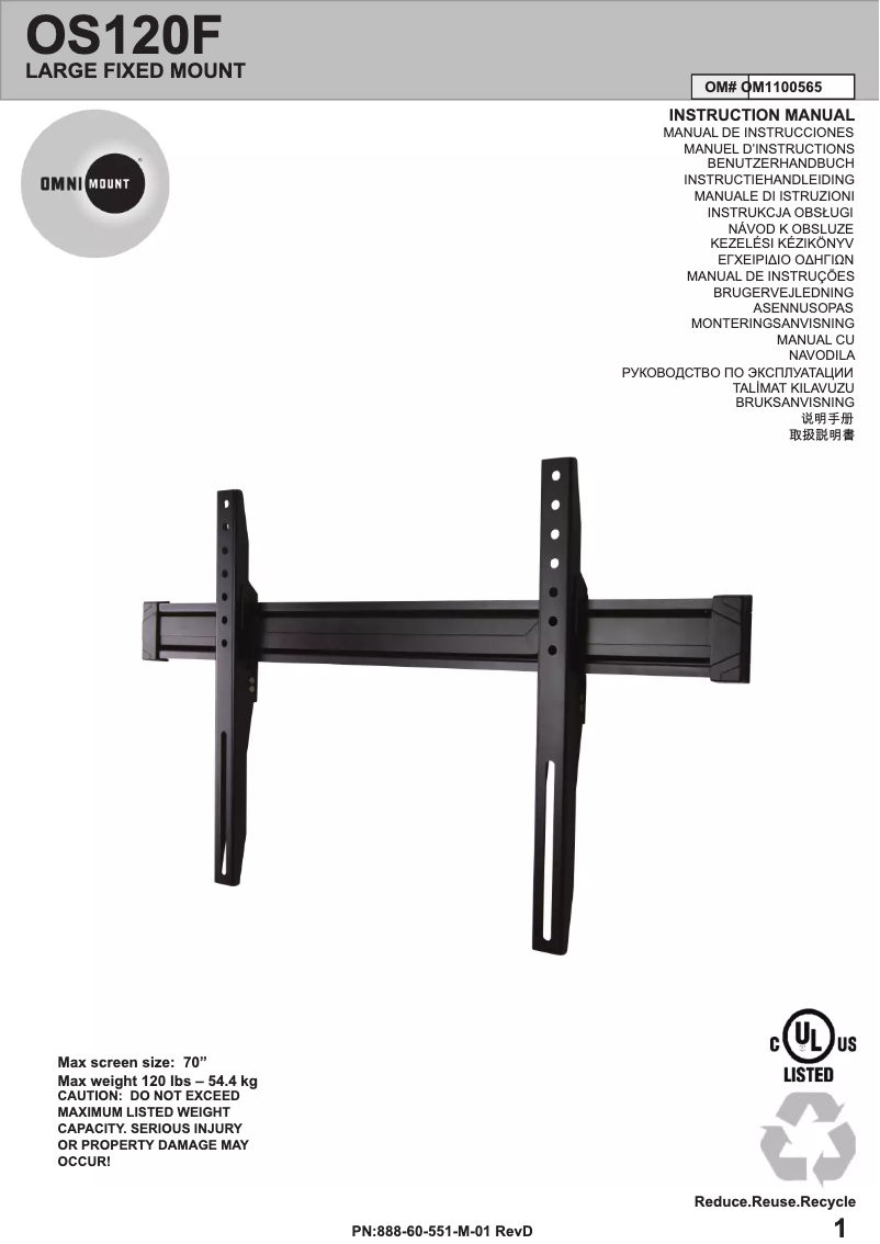 Page 1 de la notice Manuel utilisateur OmniMount OS120F