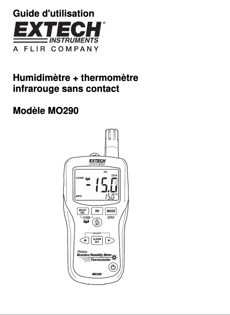 Page 1 de la notice Manuel utilisateur Extech MO290