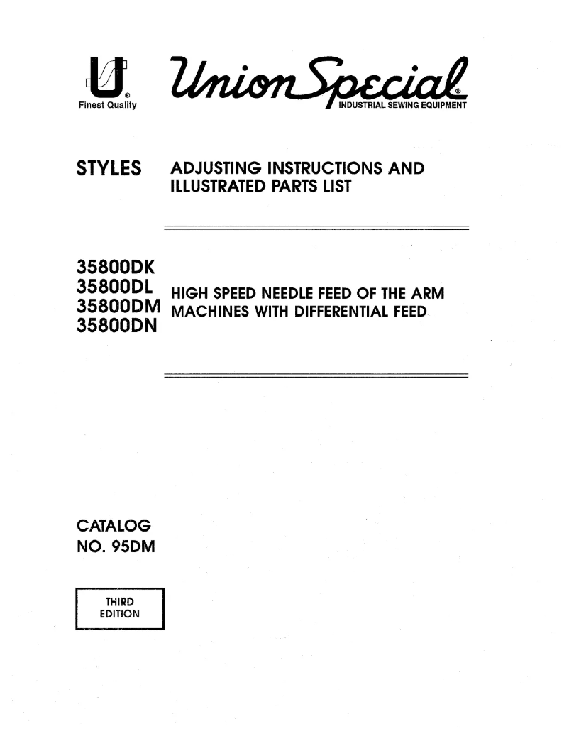 Page n°1 - Manuel utilisateur Union Special 35800DN