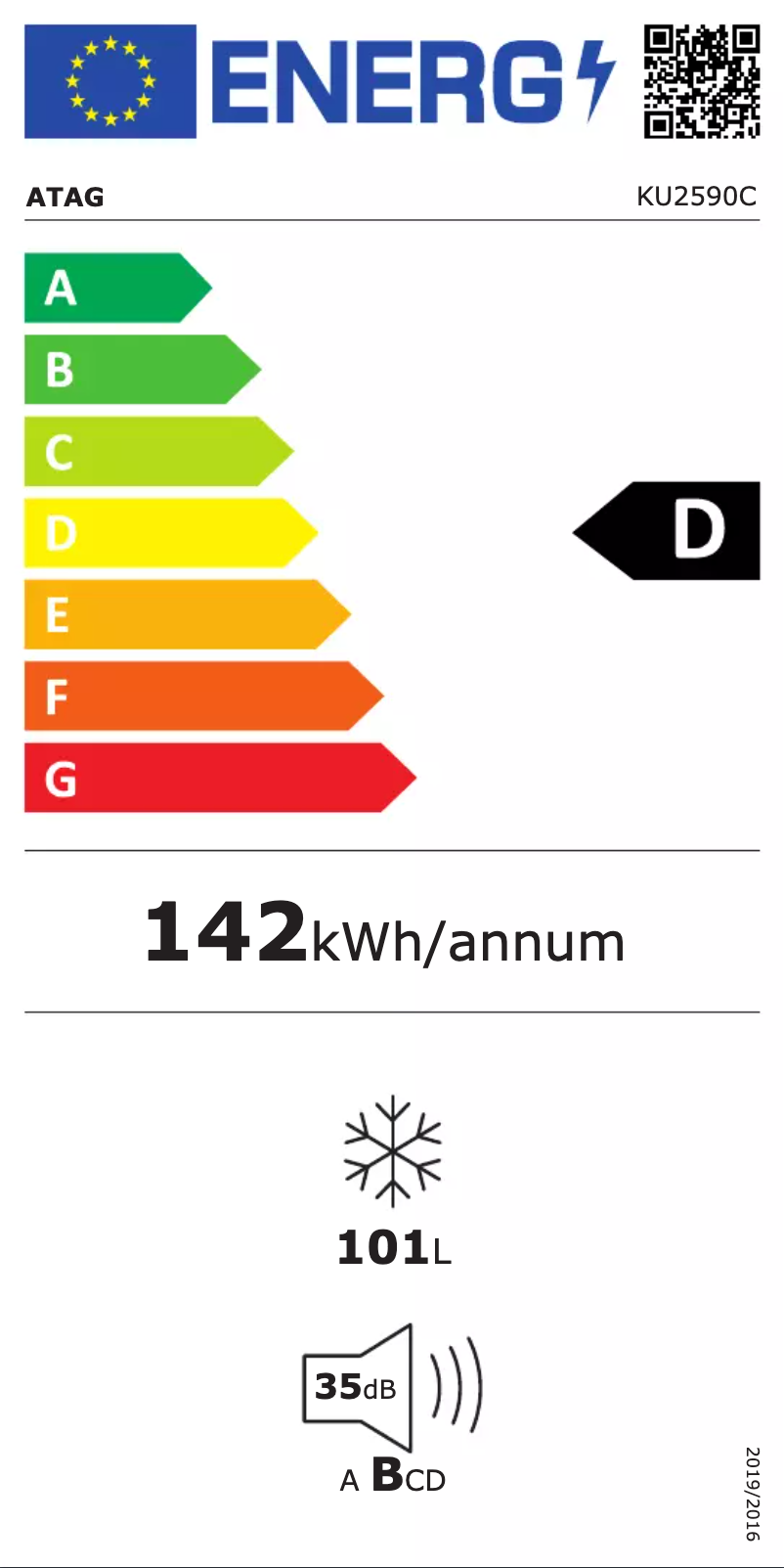 Page n°1 - Label énergétique Atag KU2590C