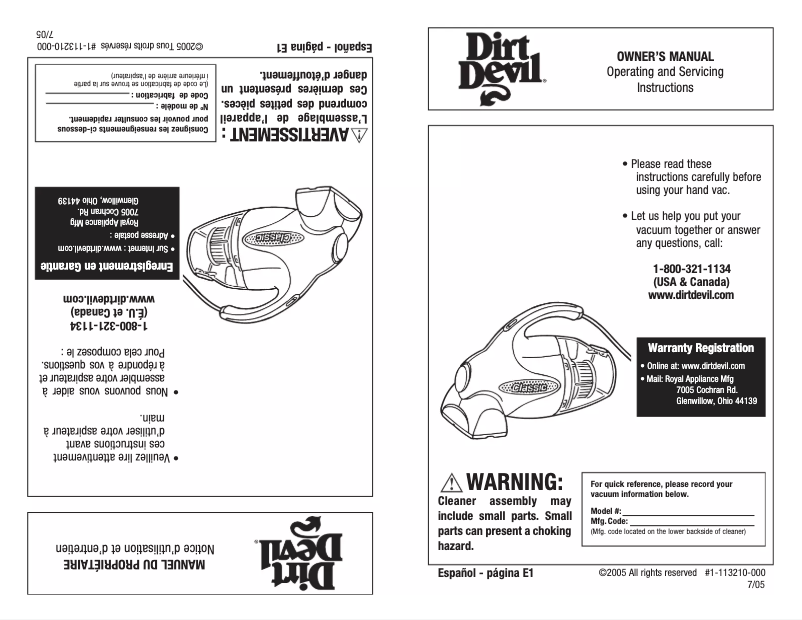 Image de la première page du manuel de l'appareil M0105
