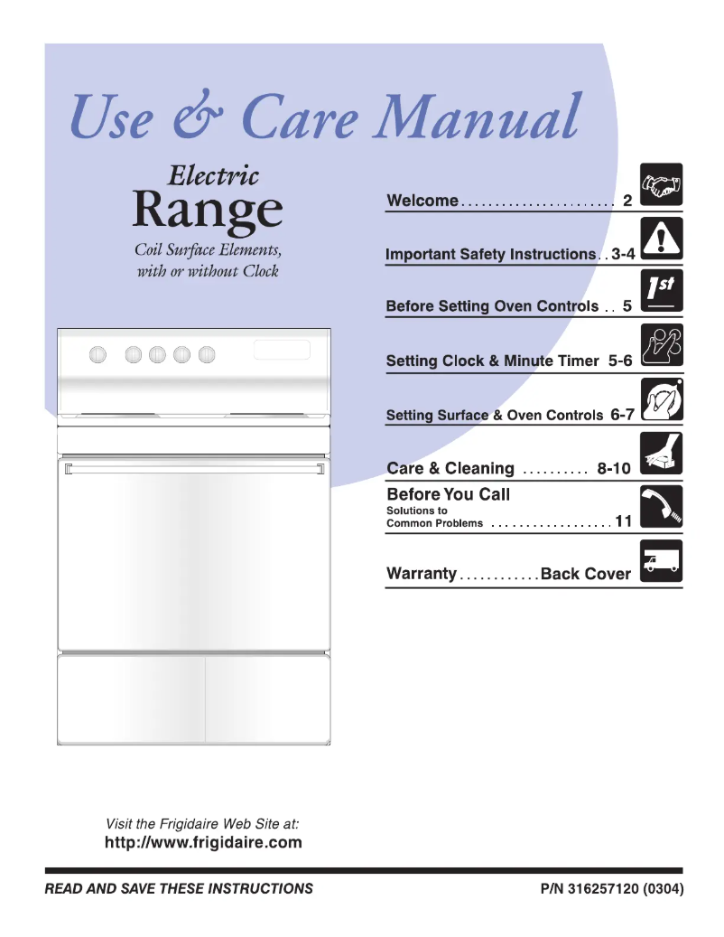 Page n°1 - Manuel utilisateur Frigidaire FEF303CWS