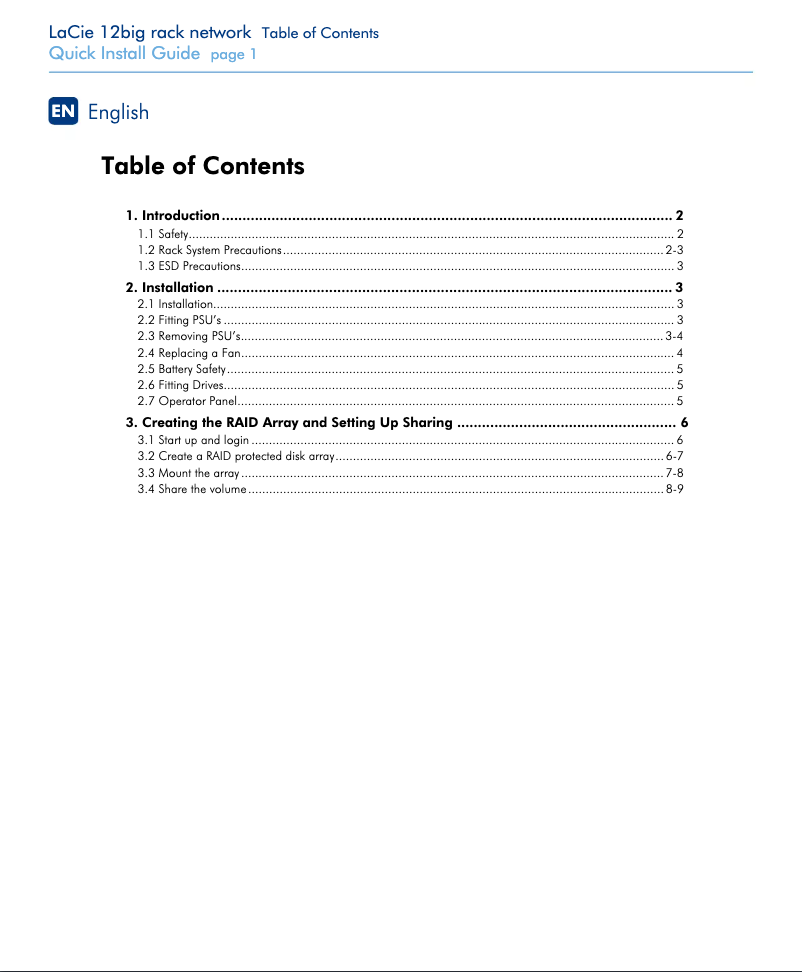 Image de la première page du manuel de l'appareil 12big Rack Network