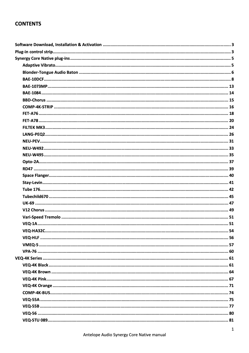 Página 1 del manual Manual de usuario Antelope Audio Audio Synergy Core Native