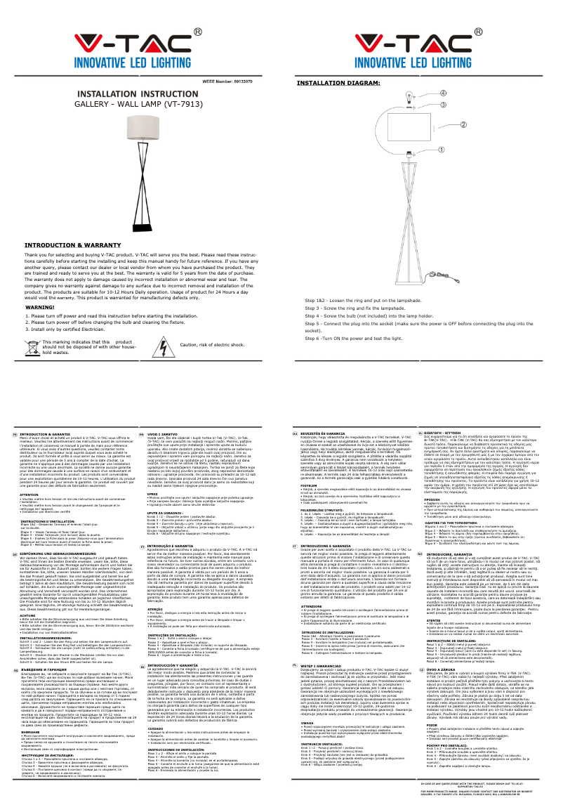 Page 1 de la notice Manuel utilisateur V-TAC VT-7913