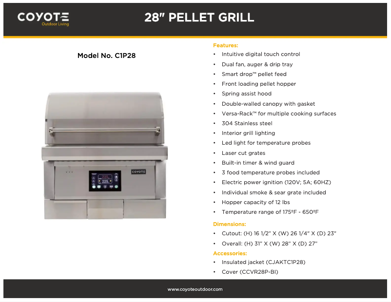 Página 1 del manual Ficha técnica Coyote C1P28