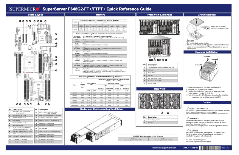 Page 1 de la notice Guide de démarrage rapide Supermicro SuperServer F648G2-FT+