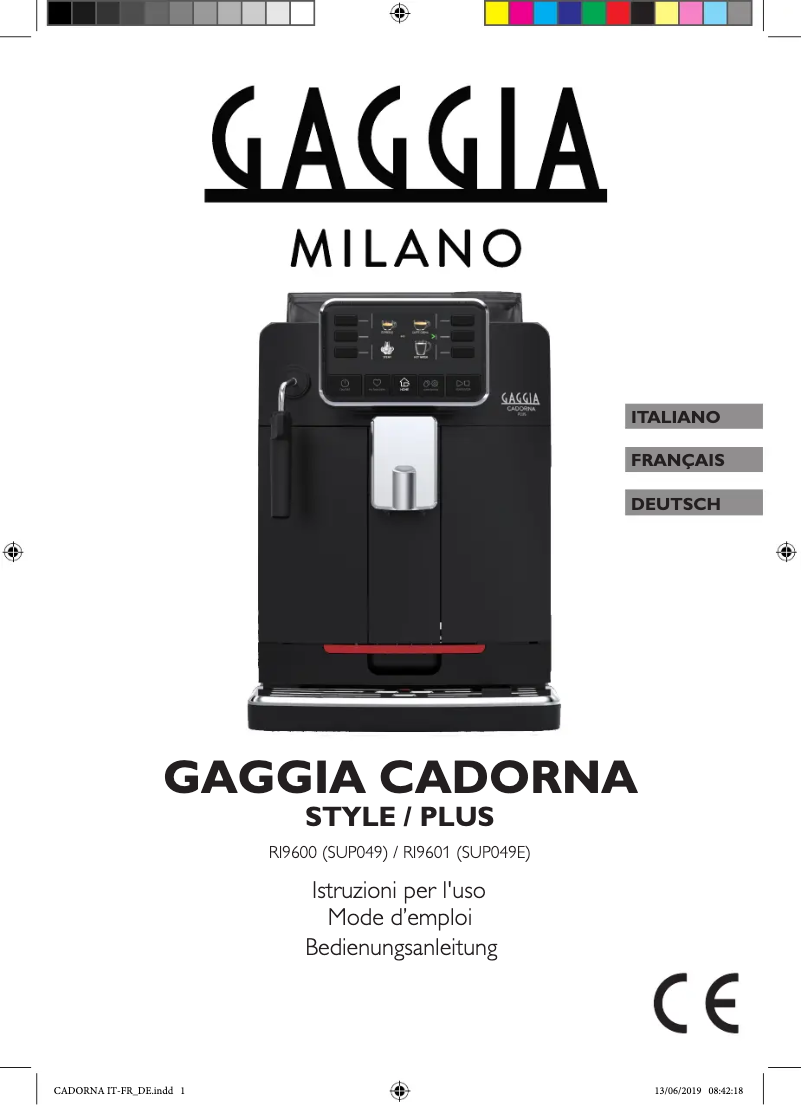 Page n°1 - Manuel utilisateur Gaggia Cadorna Style