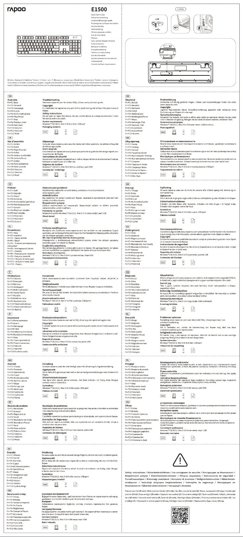 Page n°1 - Manuel utilisateur Rapoo E1500