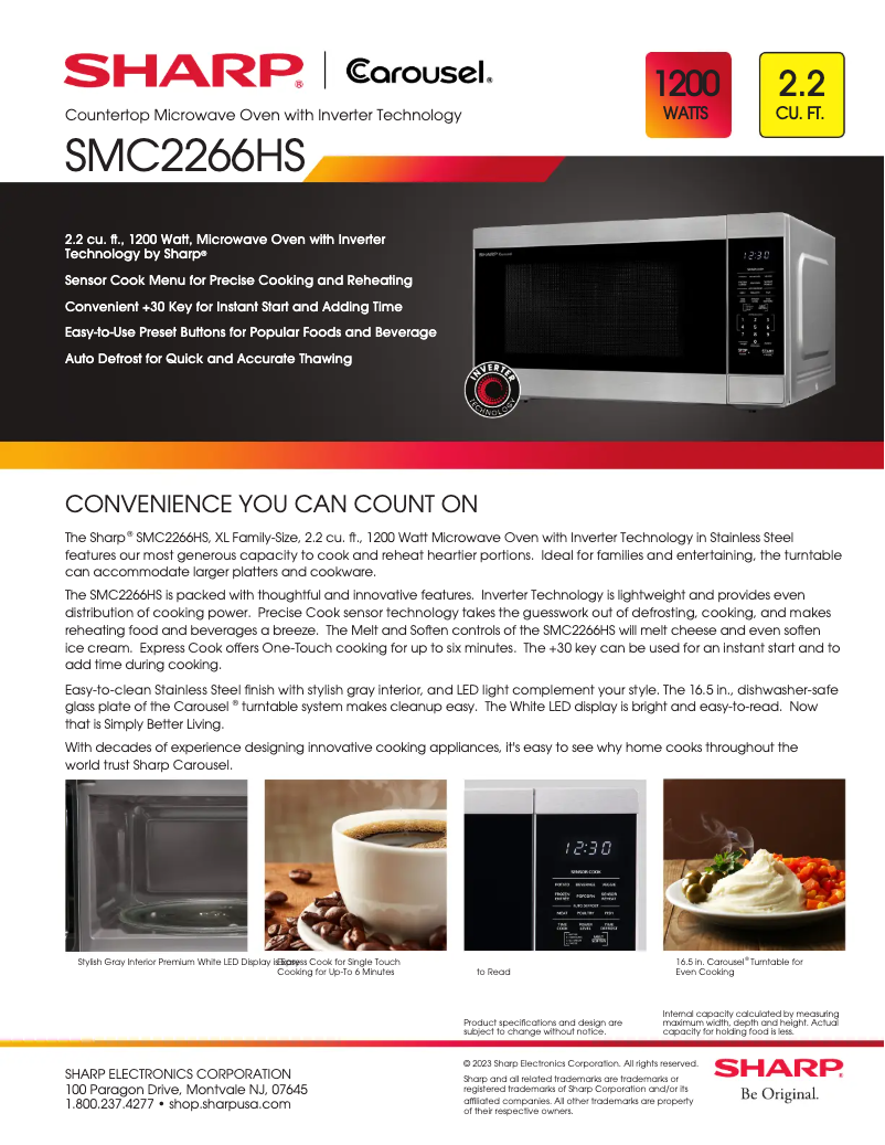 Page 1 de la notice Fiche technique Sharp SMC2266HS