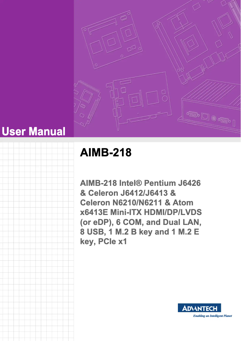 Page n°1 - Manuel utilisateur Advantech AIMB-218
